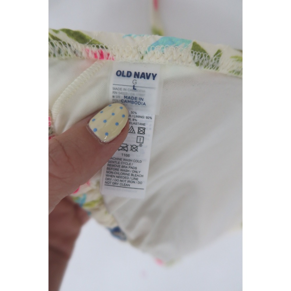 Old Navy Womens Tropical Floral Smocked Triangle Bikini Set Multicolor Large‎ - Picture 11 of 12